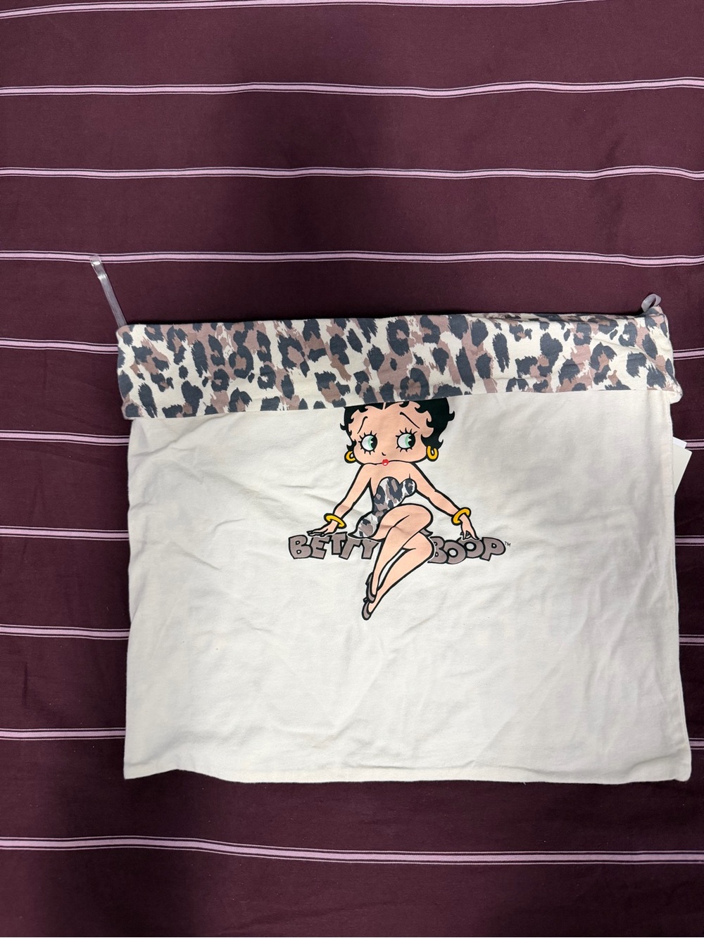 Betty Boop White Fold-Top with Leopard Accent